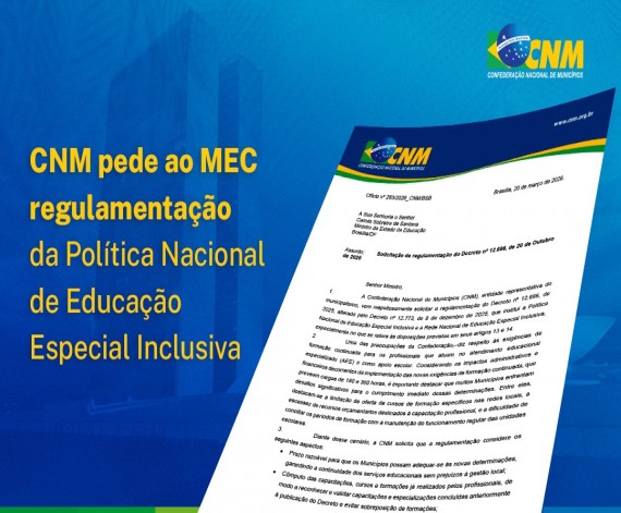 Em ofício, CNM pede ao MEC regulamentação da Política Nacional de Educação Especial Inclusiva